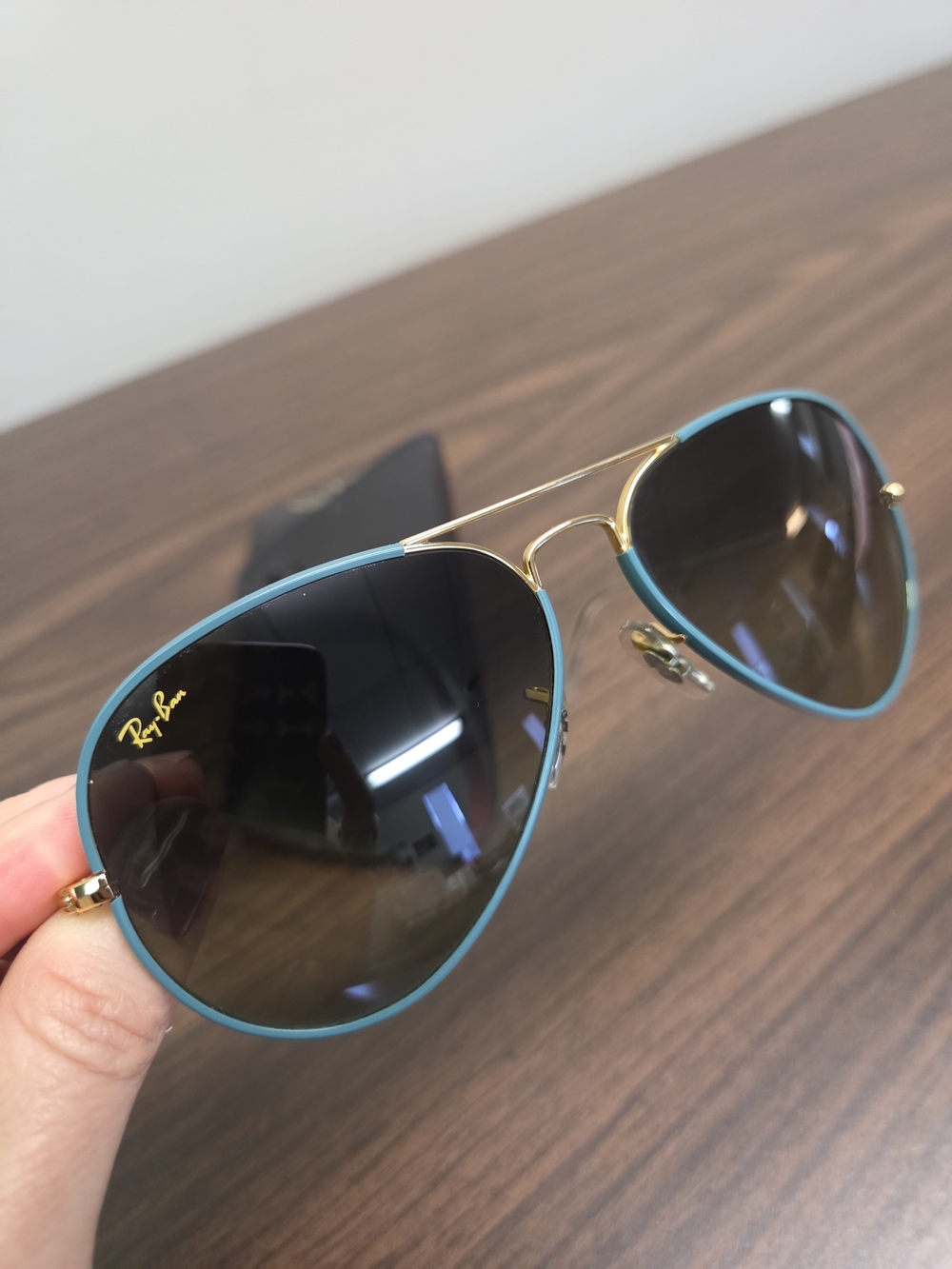 Ray-Ban Aviator Sunglasses in Teal and Gold